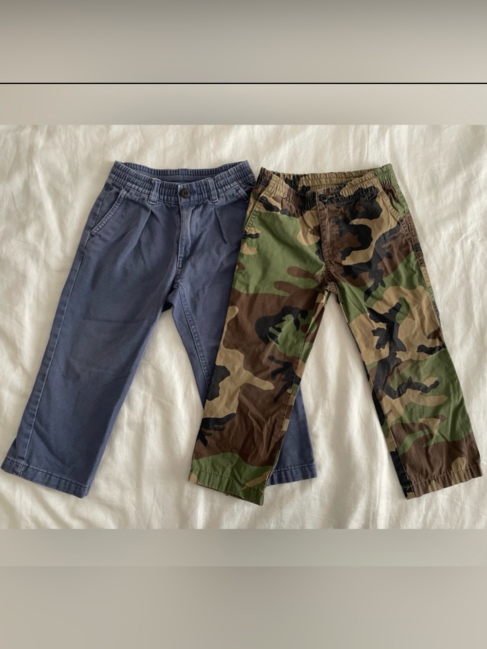 Polo Ralph Lauren Boys 3T Pants Bundle Blue Chino & Camo Cotton Like New
